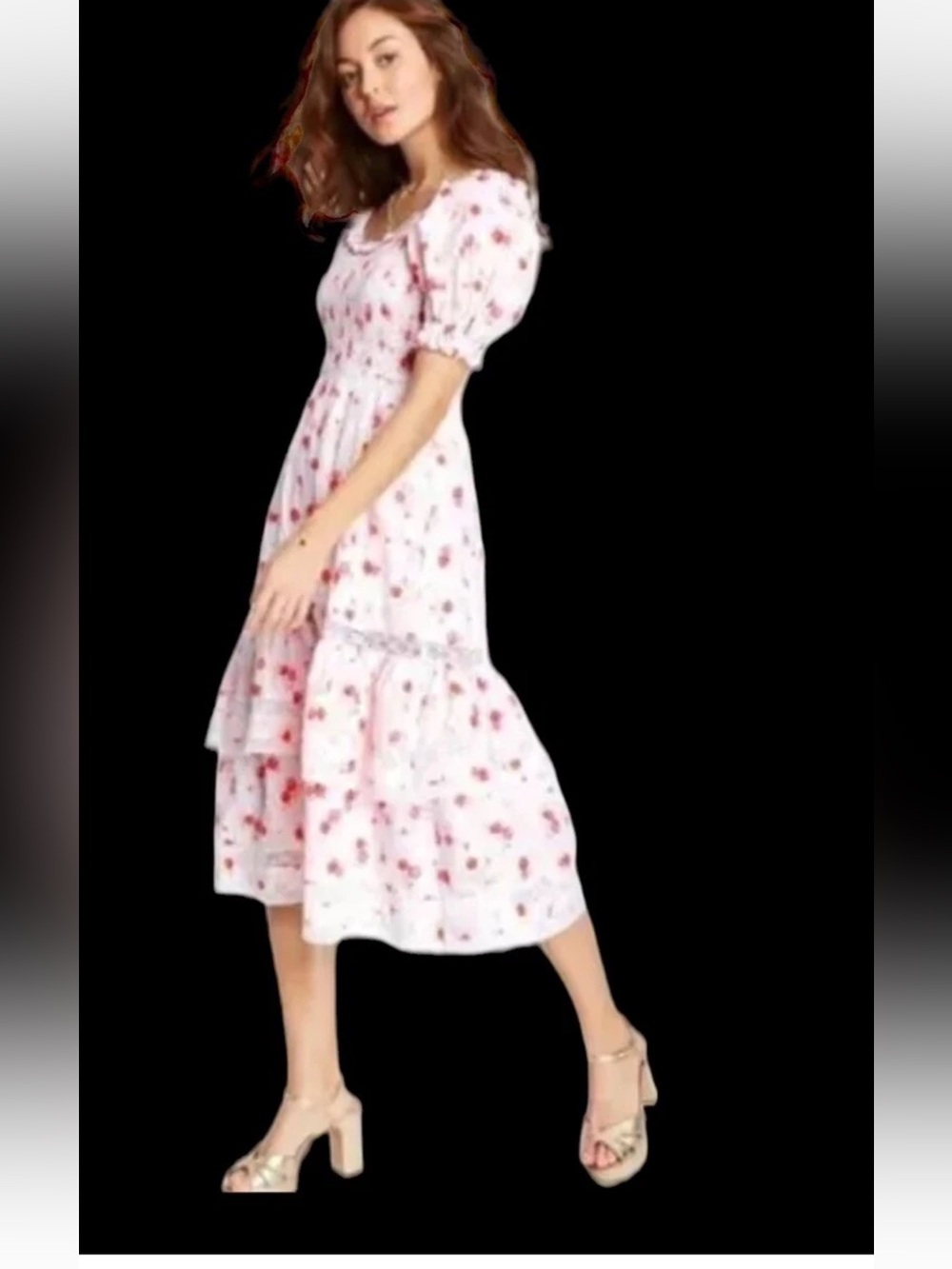 Love Shack Fancy x Target Cosette Smocked Floral Midi dress Size Large